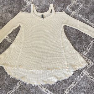 Cream colored holes in the shoulders sweater